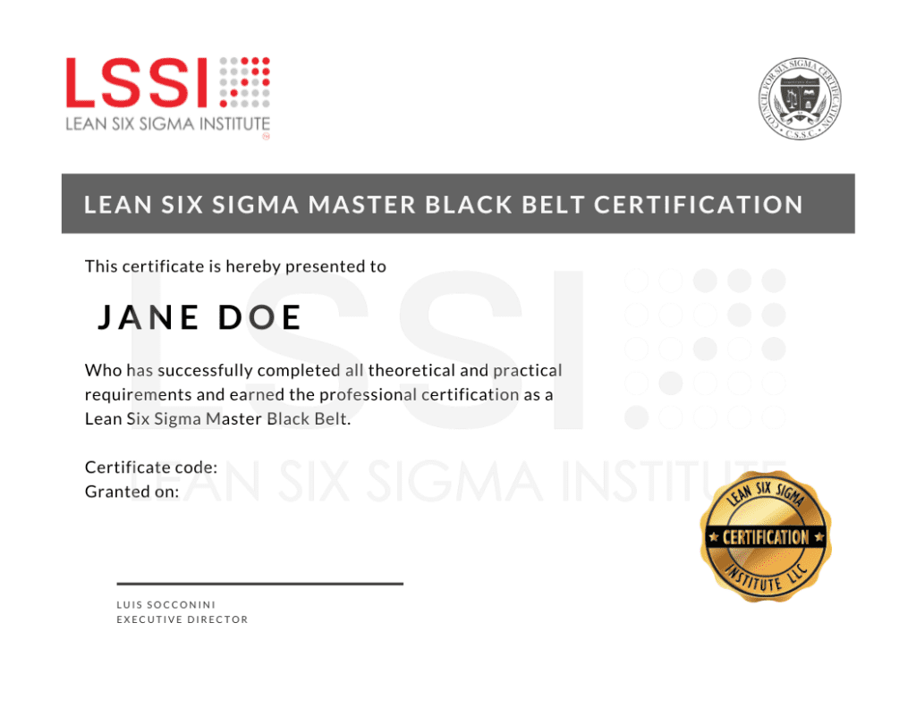 Lean Six Sigma Master Black Belt - Lean Six Sigma Institute