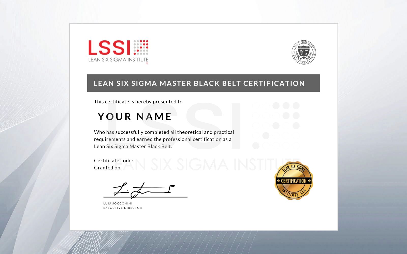 Lean Six Sigma Master Black Belt Certification