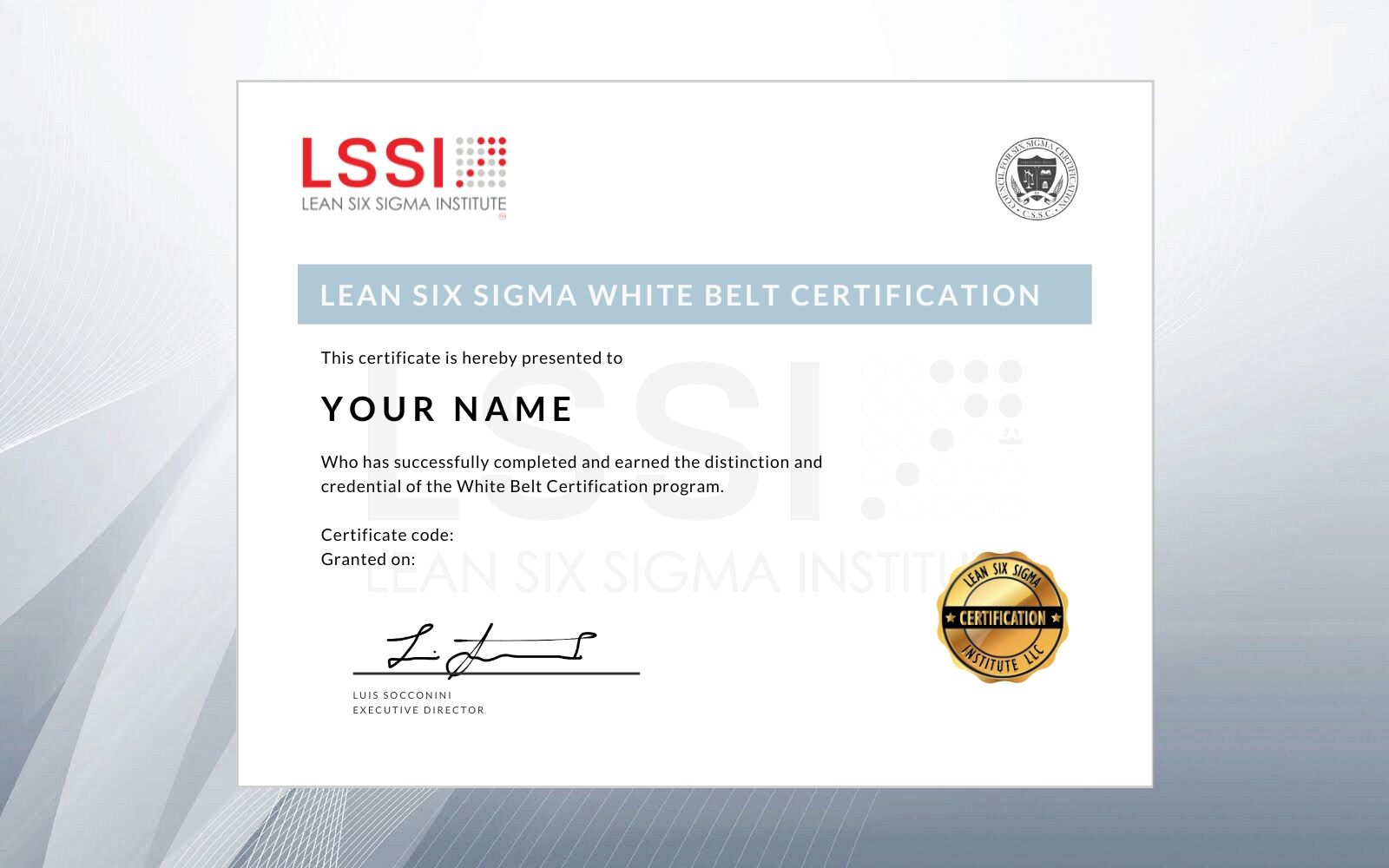 Lean Six Sigma White Belt Certification